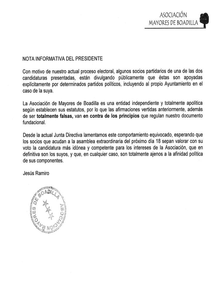 NOTA INFORMATIVA DEL PRESIDENTE 13/10/2022